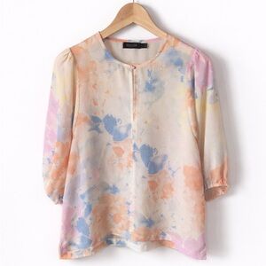 Soaked in Luxury Pastel Abstract Blouse 3/4 Sleeve Large